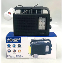 NNS 920SL FM AM SW 3 Band Rechargeable Radio With Light With USB SD TF Mp3  With Solar Portable Radio